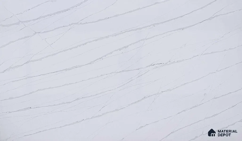 Belina Quartz QR 00027 Silver Drift Regalia Series 11.42 ft x 6.58 ft Quartz - 20 mm | 10 Years Warranty | Suitable for Kitchen, Restaurant, Counter Tops, Dining, Reception, office