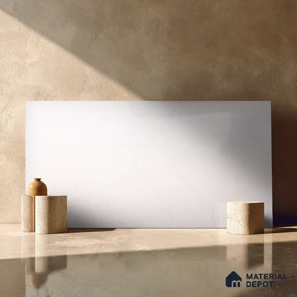 Belina Quartz QR 00030 Lunar Veil Regalia Series 11.42 ft x 6.58 ft Quartz - 20 mm | 10 Years Warranty | Suitable for Kitchen, Restaurant, Counter Tops, Dining, Reception, office