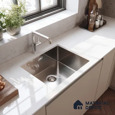 Belina Quartz QR 00030 Lunar Veil Regalia Series 11.42 ft x 6.58 ft Quartz - 20 mm | 10 Years Warranty | Suitable for Kitchen, Restaurant, Counter Tops, Dining, Reception, office