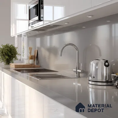 Belina Quartz QR 00034 Silver Mist Regalia Series 11.42 ft x 6.58 ft Quartz - 20 mm | 10 Years Warranty | Suitable for Kitchen, Restaurant, Counter Tops, Dining, Reception, office