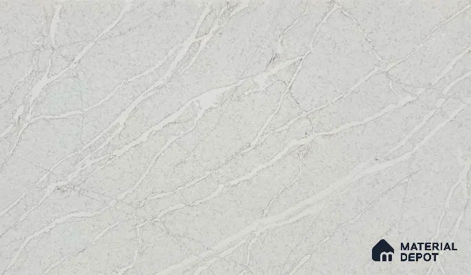 Belina Quartz QR 00036 Series Ivory Cascade Regalia Series 11.42 ft x 6.58 ft Quartz - 20 mm | 10 Years Warranty | Suitable for Kitchen, Restaurant, Counter Tops, Dining, Reception, office