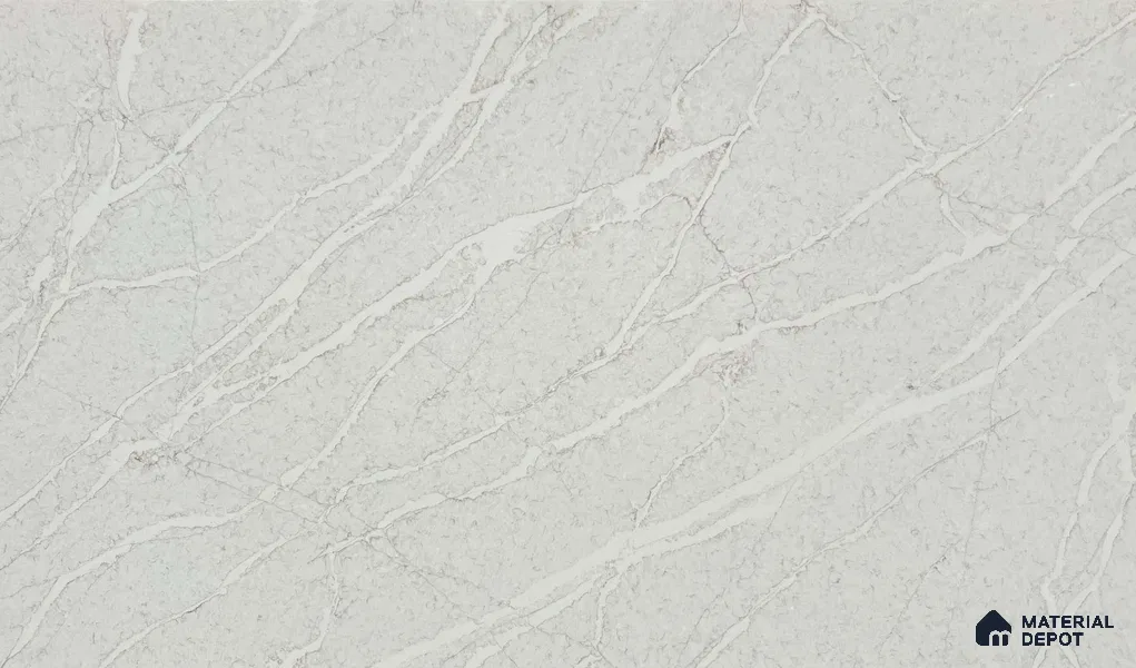 Belina Quartz QR 00036 Series Ivory Cascade Regalia Series 11.42 ft x 6.58 ft Quartz - 20 mm | 10 Years Warranty | Suitable for Kitchen, Restaurant, Counter Tops, Dining, Reception, office