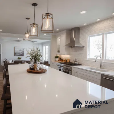 Belina Quartz QR 00037 Whisper Veil Regalia Series 11.42 ft x 6.58 ft Quartz - 20 mm | 10 Years Warranty | Suitable for Kitchen, Restaurant, Counter Tops, Dining, Reception, office