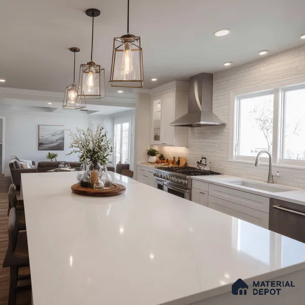Belina Quartz QR 00037 Whisper Veil Regalia Series 11.42 ft x 6.58 ft Quartz - 20 mm | 10 Years Warranty | Suitable for Kitchen, Restaurant, Counter Tops, Dining, Reception, office