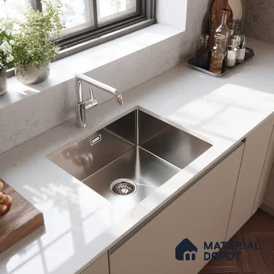 Belina Quartz QR 00037 Whisper Veil Regalia Series 11.42 ft x 6.58 ft Quartz - 20 mm | 10 Years Warranty | Suitable for Kitchen, Restaurant, Counter Tops, Dining, Reception, office