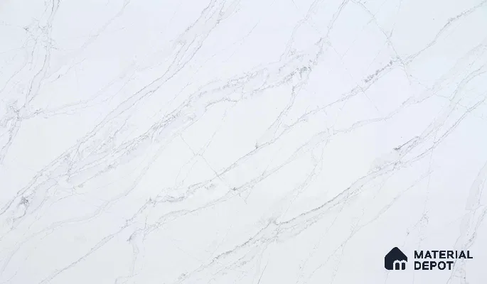 Belina Quartz QR 00038 Ivory Cascade Regalia Series 11.42 ft x 6.58 ft Quartz - 20 mm | 10 Years Warranty | Suitable for Kitchen, Restaurant, Counter Tops, Dining, Reception, office