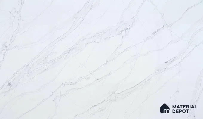 Belina Quartz QR 00038 Ivory Cascade Regalia Series 11.42 ft x 6.58 ft Quartz - 20 mm | 10 Years Warranty | Suitable for Kitchen, Restaurant, Counter Tops, Dining, Reception, office