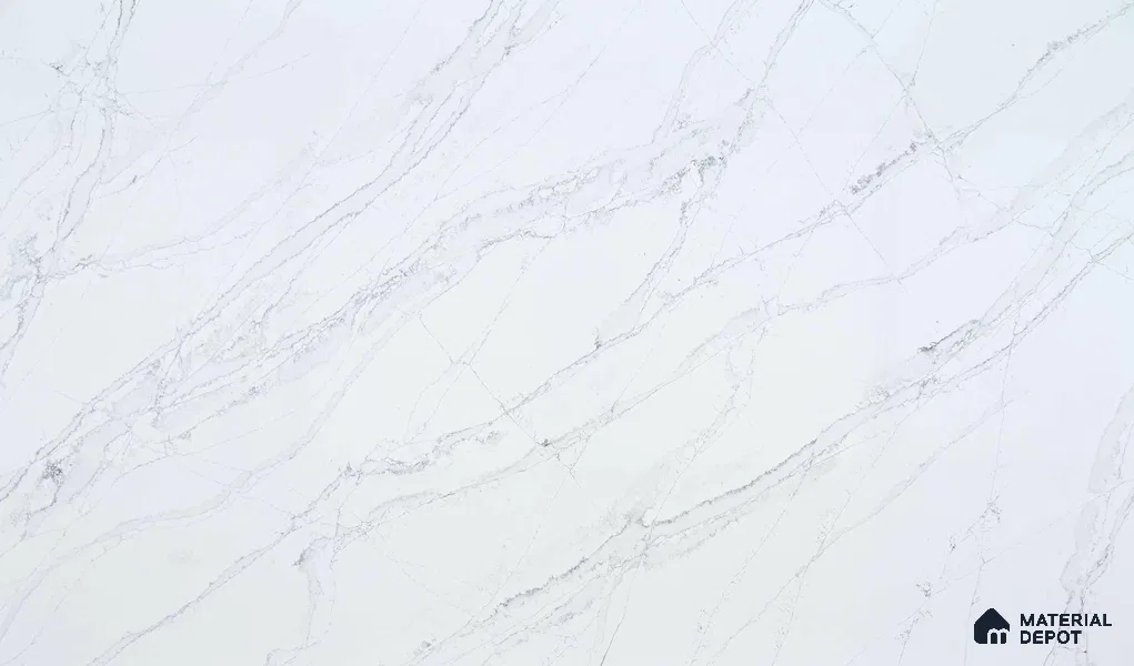 Belina Quartz QR 00038 Ivory Cascade Regalia Series 11.42 ft x 6.58 ft Quartz - 20 mm | 10 Years Warranty | Suitable for Kitchen, Restaurant, Counter Tops, Dining, Reception, office