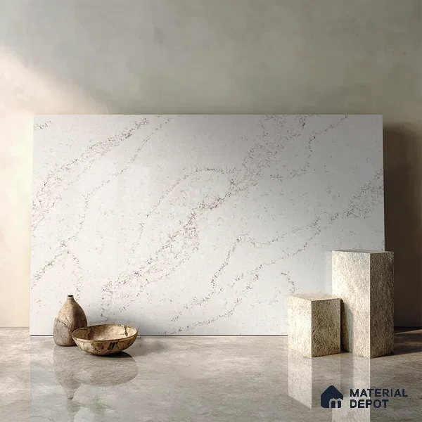 Belina Quartz QR 00039 Celestial Veil Regalia Series 11.42 ft x 6.58 ft Quartz - 20 mm | 10 Years Warranty | Suitable for Kitchen, Restaurant, Counter Tops, Dining, Reception, office