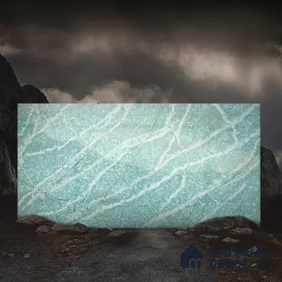 Belina Quartz QR 00040 Verdant Cascade Regalia Series 11.42 ft x 6.58 ft Quartz - 20 mm | 10 Years Warranty | Suitable for Kitchen, Restaurant, Counter Tops, Dining, Reception, office