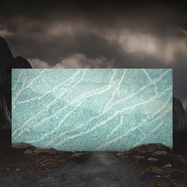 Belina Quartz QR 00040 Verdant Cascade Regalia Series 11.42 ft x 6.58 ft Quartz - 20 mm | 10 Years Warranty | Suitable for Kitchen, Restaurant, Counter Tops, Dining, Reception, office