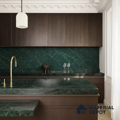 Belina Quartz QR 00302 Onyx Emerald Helsinki Series 10.5 ft x 5.35 ft Quartz - 20 mm | 10 Years and Replacement Warranty | Suitable for Kitchen, Restaurant, Counter Tops, Dining, Reception, office