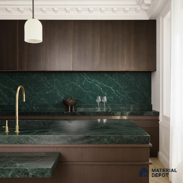 Belina Quartz QR 00302 Onyx Emerald Helsinki Series 10.5 ft x 5.35 ft Quartz - 20 mm | 10 Years and Replacement Warranty | Suitable for Kitchen, Restaurant, Counter Tops, Dining, Reception, office
