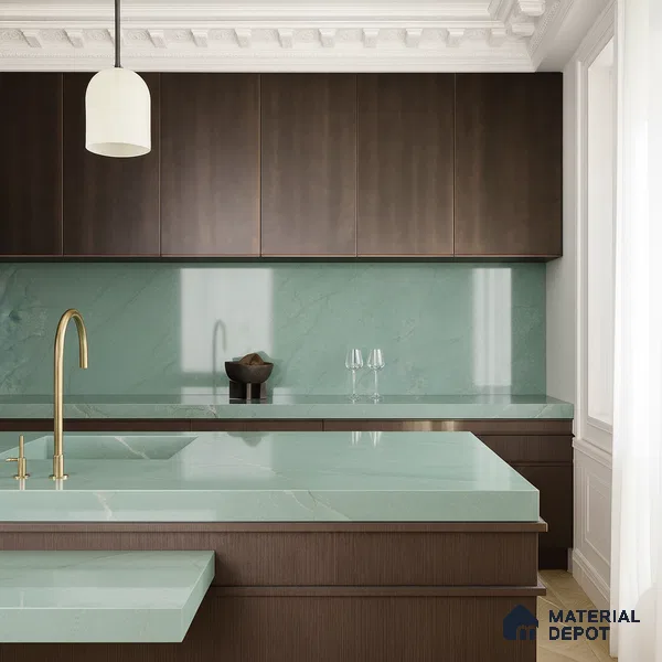 Belina Quartz QR 00329 Vera Fiora Helsinki Series 10.5 ft x 5.35 ft Quartz - 20 mm | 10 Years and Replacement Warranty | Suitable for Kitchen, Restaurant, Counter Tops, Dining, Reception, office