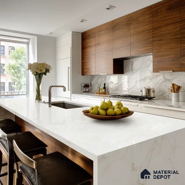 Belina Quartz QR 00279 Mayra Cloud Grey Helsinki Series 10.5 ft x 5.35 ft Quartz - 20 mm | 10 Years and Replacement Warranty | Suitable for Kitchen, Restaurant, Counter Tops, Dining, Reception, office