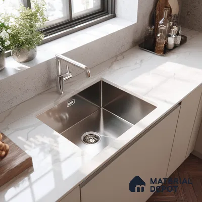 Belina Quartz QR 00236 Angelique Vein Helsinki Series 11.5 ft x 6.5 ft Quartz - 20 mm | 10 Years of Replacement Warranty | Suitable for Kitchen, Restaurant, Counter Tops, Dining, Reception, office