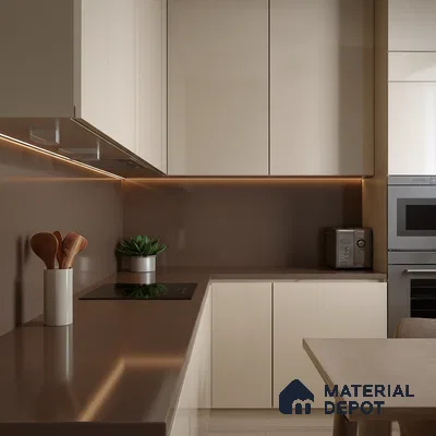 Belina Quartz QR 00213 Mocha Satin Helsinki Series 11.5 ft x 6.5 ft Quartz - 20 mm | 10 Years of Replacement Warranty | Suitable for Kitchen, Restaurant, Counter Tops, Dining, Reception, office