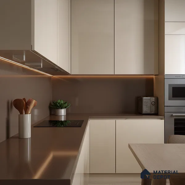 Belina Quartz QR 00213 Mocha Satin Helsinki Series 11.5 ft x 6.5 ft Quartz - 20 mm | 10 Years of Replacement Warranty | Suitable for Kitchen, Restaurant, Counter Tops, Dining, Reception, office