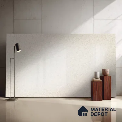 Belina Quartz QR 00048 Ivory Whisper Regalia Series 11.42 ft x 6.58 ft Quartz - 20 mm | 10 Years Warranty | Suitable for Kitchen, Restaurant, Counter Tops, Dining, Reception, office