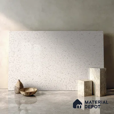 Belina Quartz QR 00050 Frosted Marina Regalia Series 11.42 ft x 6.58 ft Quartz - 20 mm | 10 Years Warranty | Suitable for Kitchen, Restaurant, Counter Tops, Dining, Reception, office