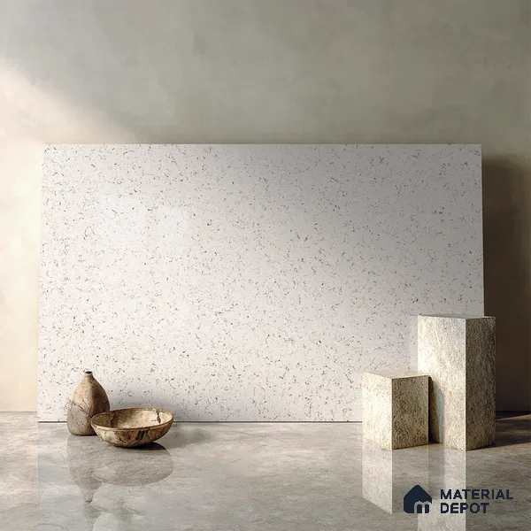 Belina Quartz QR 00050 Frosted Marina Regalia Series 11.42 ft x 6.58 ft Quartz - 20 mm | 10 Years Warranty | Suitable for Kitchen, Restaurant, Counter Tops, Dining, Reception, office