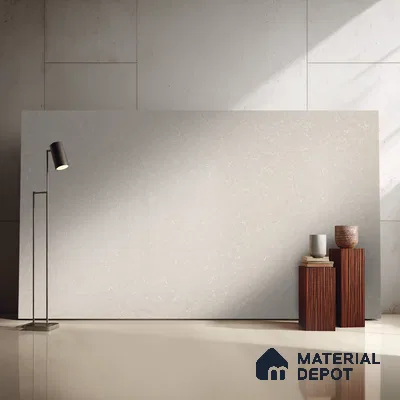 Belina Quartz QR 00052 Ivory Whisper Regalia Series 11.42 ft x 6.58 ft Quartz - 20 mm | 10 Years Warranty | Suitable for Kitchen, Restaurant, Counter Tops, Dining, Reception, office