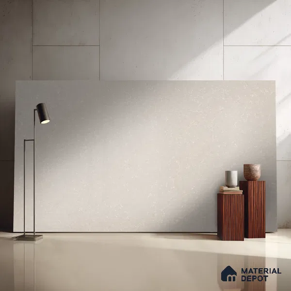 Belina Quartz QR 00052 Ivory Whisper Regalia Series 11.42 ft x 6.58 ft Quartz - 20 mm | 10 Years Warranty | Suitable for Kitchen, Restaurant, Counter Tops, Dining, Reception, office