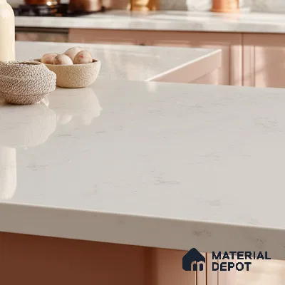 Belina Quartz QR 00052 Ivory Whisper Regalia Series 11.42 ft x 6.58 ft Quartz - 20 mm | 10 Years Warranty | Suitable for Kitchen, Restaurant, Counter Tops, Dining, Reception, office