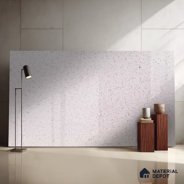 Belina Quartz QR 00053 Frosted Whisper Regalia Series 11.42 ft x 6.58 ft Quartz - 20 mm | 10 Years Warranty | Suitable for Kitchen, Restaurant, Counter Tops, Dining, Reception, office