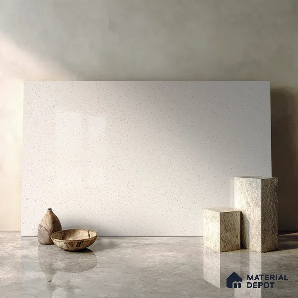 Belina Quartz QR 00054 Frosted Pebble Regalia Series 11.42 ft x 6.58 ft Quartz - 20 mm | 10 Years Warranty | Suitable for Kitchen, Restaurant, Counter Tops, Dining, Reception, office