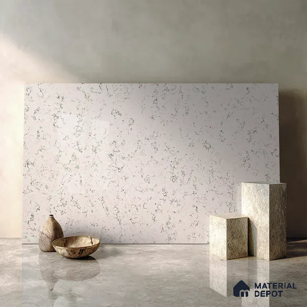 Belina Quartz QR 00055 Frosted Cascade Regalia Series 11.42 ft x 6.58 ft Quartz - 20 mm | 10 Years Warranty | Suitable for Kitchen, Restaurant, Counter Tops, Dining, Reception, office