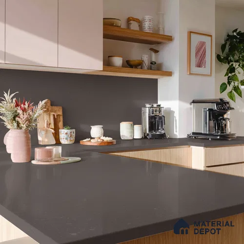 Belina Quartz QR 00058 Shadow Ember Regalia Series 11.42 ft x 6.58 ft Quartz - 20 mm | 10 Years Warranty | Suitable for Kitchen, Restaurant, Counter Tops, Dining, Reception, office