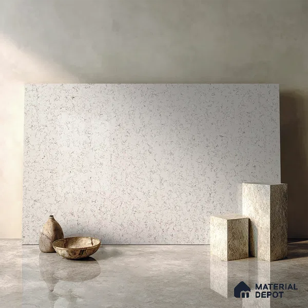 Belina Quartz QR 00061 Ivory Mist Regalia Series 11.42 ft x 6.58 ft Quartz - 20 mm | 10 Years Warranty | Suitable for Kitchen, Restaurant, Counter Tops, Dining, Reception, office