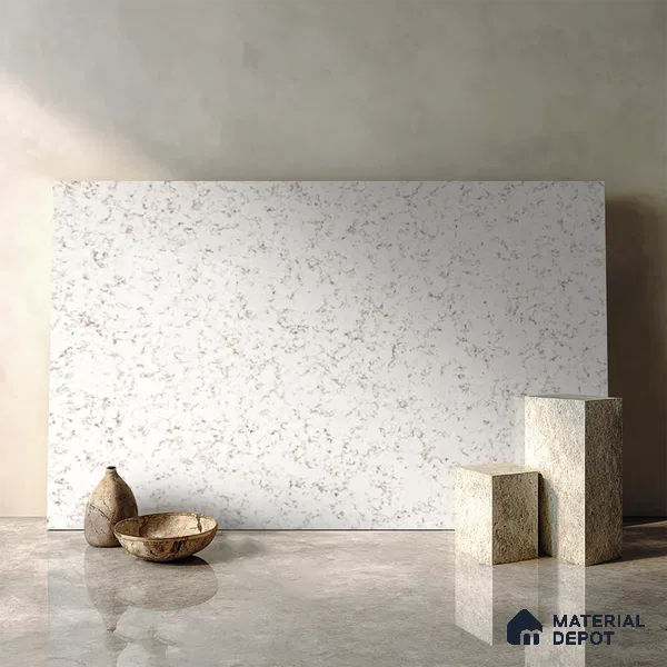 Belina Quartz QR 00062 Opaline Mist Regalia Series 11.42 ft x 6.58 ft Quartz - 20 mm | 10 Years Warranty | Suitable for Kitchen, Restaurant, Counter Tops, Dining, Reception, office