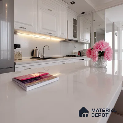 Belina Quartz QR 00063 Cloudstone Regalia Series 11.42 ft x 6.58 ft Quartz - 20 mm | 10 Years Warranty | Suitable for Kitchen, Restaurant, Counter Tops, Dining, Reception, office