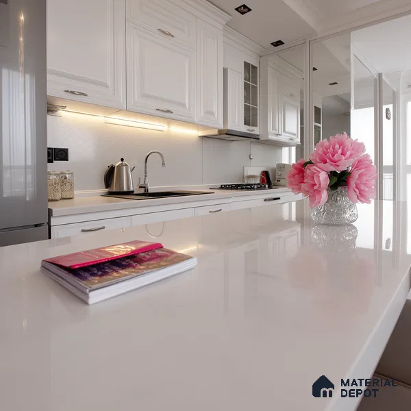 Belina Quartz QR 00063 Cloudstone Regalia Series 11.42 ft x 6.58 ft Quartz - 20 mm | 10 Years Warranty | Suitable for Kitchen, Restaurant, Counter Tops, Dining, Reception, office