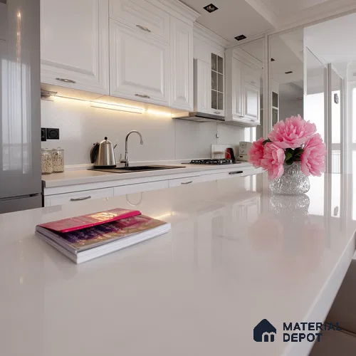 Belina Quartz QR 00063 Cloudstone Regalia Series 11.42 ft x 6.58 ft Quartz - 20 mm | 10 Years Warranty | Suitable for Kitchen, Restaurant, Counter Tops, Dining, Reception, office