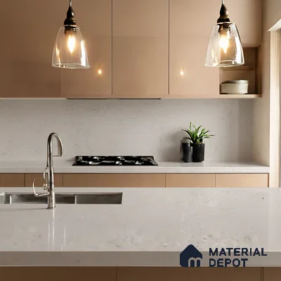 Belina Quartz QR 00069 Mist Vein Viola Series 10.75 ft x 5.42 ft Quartz - 20 mm | 7 Years Warranty | Suitable for Kitchen, Restaurant, Counter Tops, Dining, Reception, office
