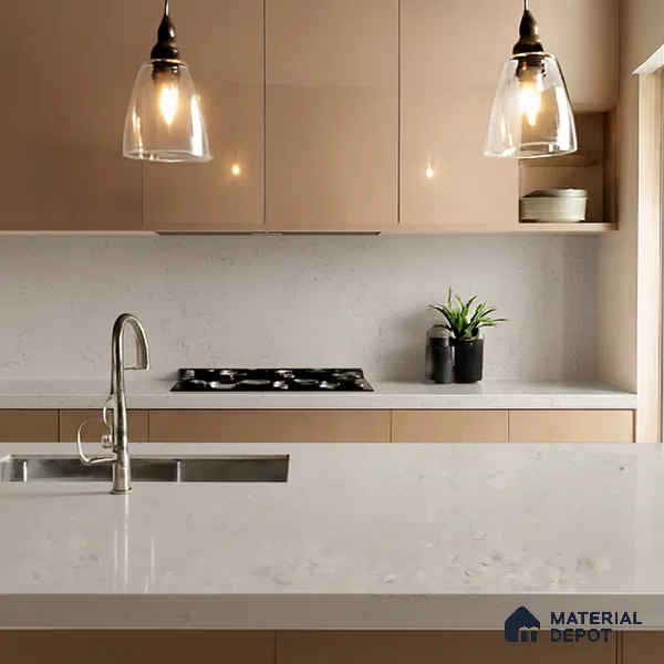 Belina Quartz QR 00069 Mist Vein Viola Series 10.75 ft x 5.42 ft Quartz - 20 mm | 7 Years Warranty | Suitable for Kitchen, Restaurant, Counter Tops, Dining, Reception, office
