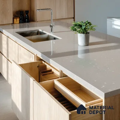 Belina Quartz QR 00069 Mist Vein Viola Series 10.75 ft x 5.42 ft Quartz - 20 mm | 7 Years Warranty | Suitable for Kitchen, Restaurant, Counter Tops, Dining, Reception, office