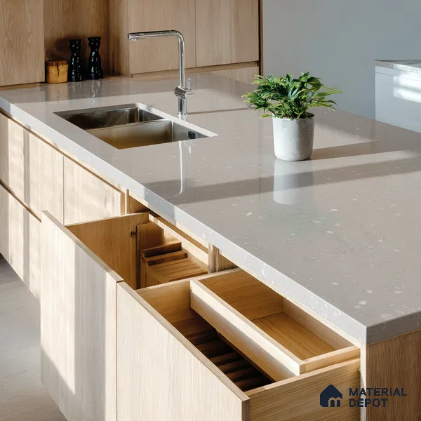 Belina Quartz QR 00069 Mist Vein Viola Series 10.75 ft x 5.42 ft Quartz - 20 mm | 7 Years Warranty | Suitable for Kitchen, Restaurant, Counter Tops, Dining, Reception, office