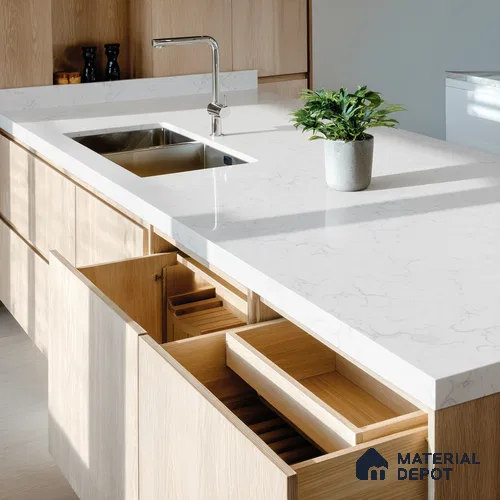 Belina Quartz QR 00073 Frosted Quartzite Viola Series 10.01 ft x 4.76 ft Quartz - 20 mm | 7 Years Warranty | Suitable for Kitchen, Restaurant, Counter Tops, Dining, Reception, office