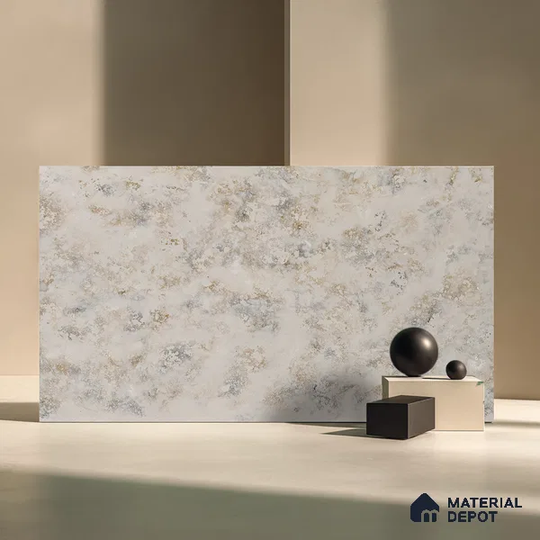 Belina Quartz QR 00003 Antique Gold Viola Series 10.75 ft x 5.42 ft Quartz - 20 mm | 7 Years Warranty | Suitable for Kitchen, Restaurant, Counter Tops, Dining, Reception, office