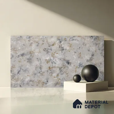 Belina Quartz QR 00002 Ivory Cloudstone Viola Series 10.75 ft x 5.42 ft Quartz - 20 mm | 7 Years Warranty | Suitable for Kitchen, Restaurant, Counter Tops, Dining, Reception, office