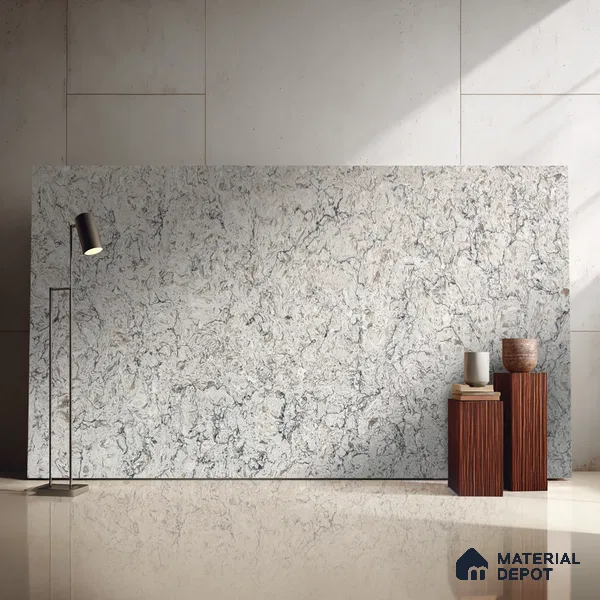 Belina Quartz QR 00074 Arctic Swirl Viola Series 10.75 ft x 5.42 ft Quartz - 20 mm | 7 Years Warranty | Suitable for Kitchen, Restaurant, Counter Tops, Dining, Reception, office