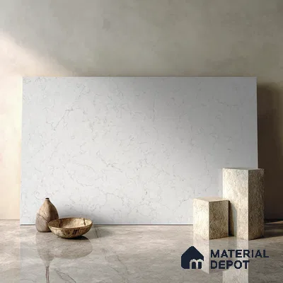 Belina Quartz QR 00075 Frosted Calacatta Viola Series 10.75 ft x 5.42 ft Quartz - 20 mm | 7 Years Warranty | Suitable for Kitchen, Restaurant, Counter Tops, Dining, Reception, office