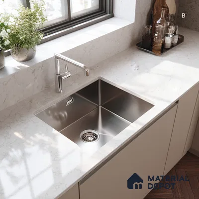 Belina Quartz QR 00075 Frosted Calacatta Viola Series 10.75 ft x 5.42 ft Quartz - 20 mm | 7 Years Warranty | Suitable for Kitchen, Restaurant, Counter Tops, Dining, Reception, office