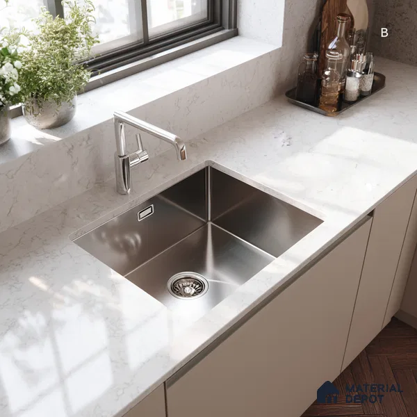 Belina Quartz QR 00075 Frosted Calacatta Viola Series 10.75 ft x 5.42 ft Quartz - 20 mm | 7 Years Warranty | Suitable for Kitchen, Restaurant, Counter Tops, Dining, Reception, office