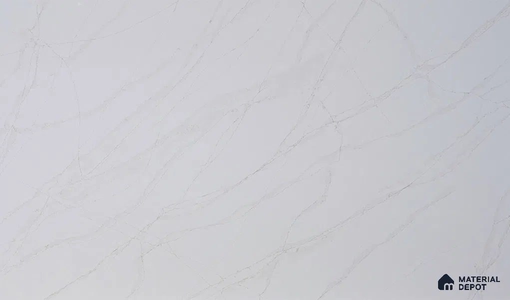 Belina Quartz QR 00093 Ivory Cascade Regalia Series 11.42 ft x 6.58 ft Quartz - 20 mm | 10 Years Warranty | Suitable for Kitchen, Restaurant, Counter Tops, Dining, Reception, office