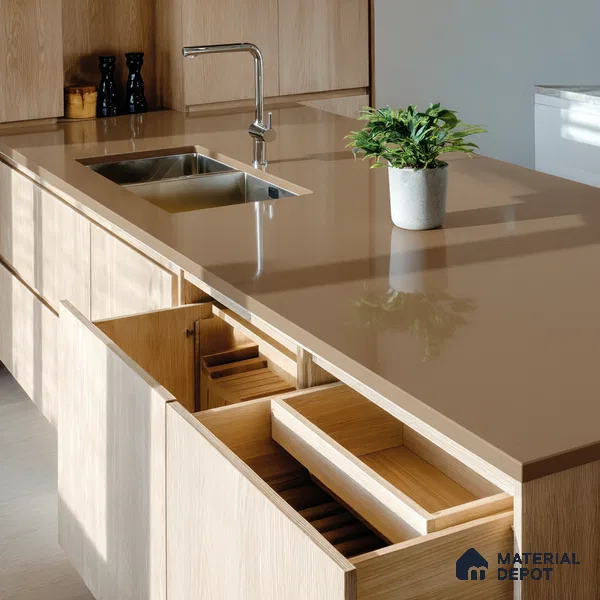 Belina Quartz QR 00013 Copper Umber Viola Series 10 ft x 4.75 ft Quartz - 20 mm | 7 Years Warranty | Suitable for Kitchen, Restaurant, Counter Tops, Dining, Reception, office